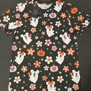 New Loungefly Mickey and Minnie Ghost Floral Shirt Medium